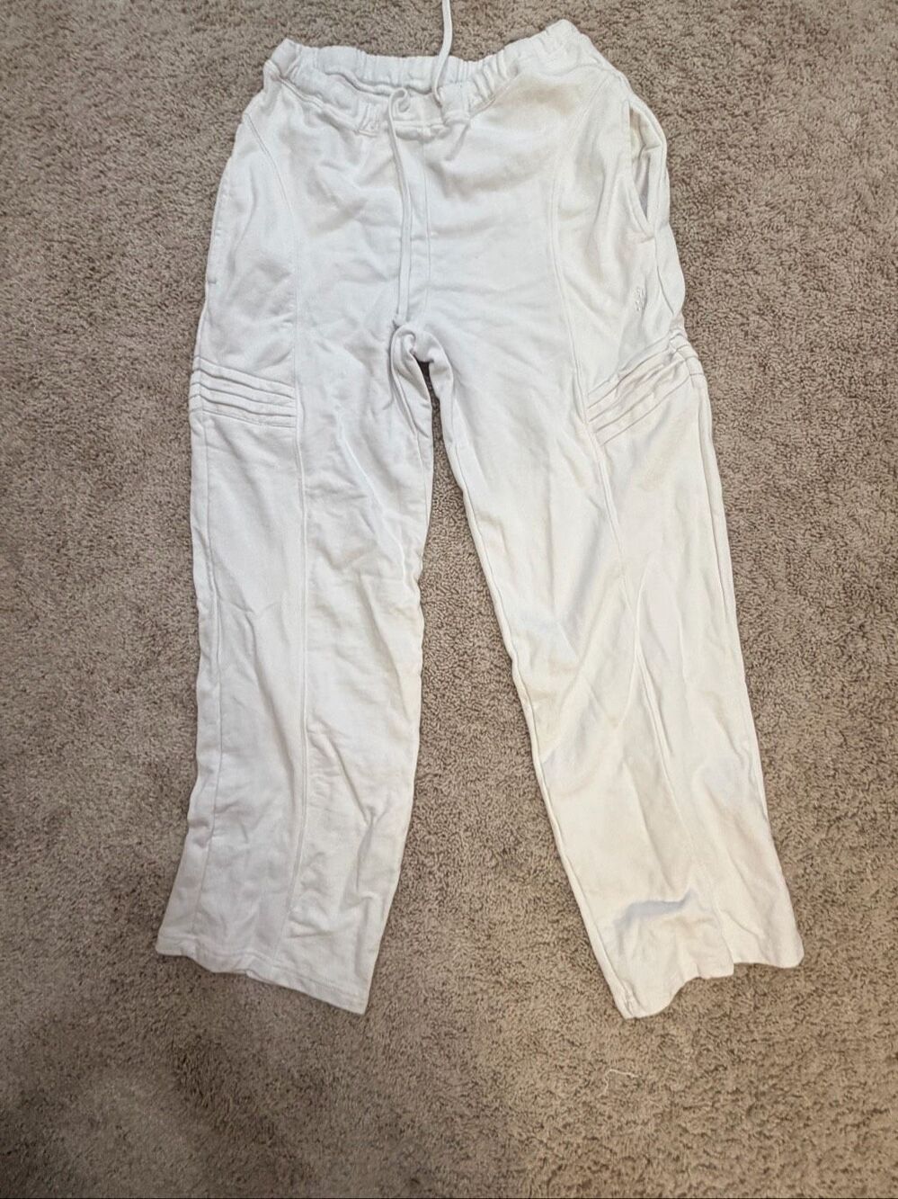 Free People White Utility Moto Cargo Pants Mid Rise Pockets Size S NWOT